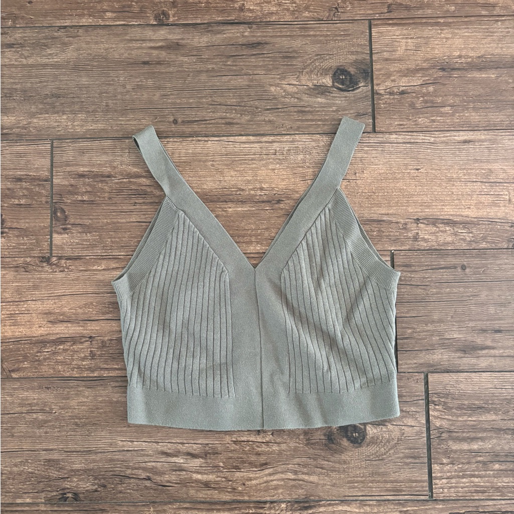 H&M Tank V Neck Strap Top Crop Sz S